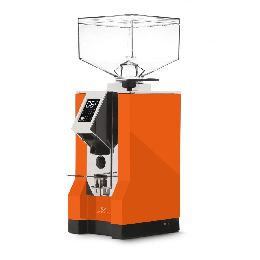 Oranžový domácí elektrický mlýnek na kávu Eureka Mignon Specialita