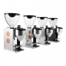 Čtyři variace mlýnku Rocket Espresso FAUSTINO stojící vedle sebe