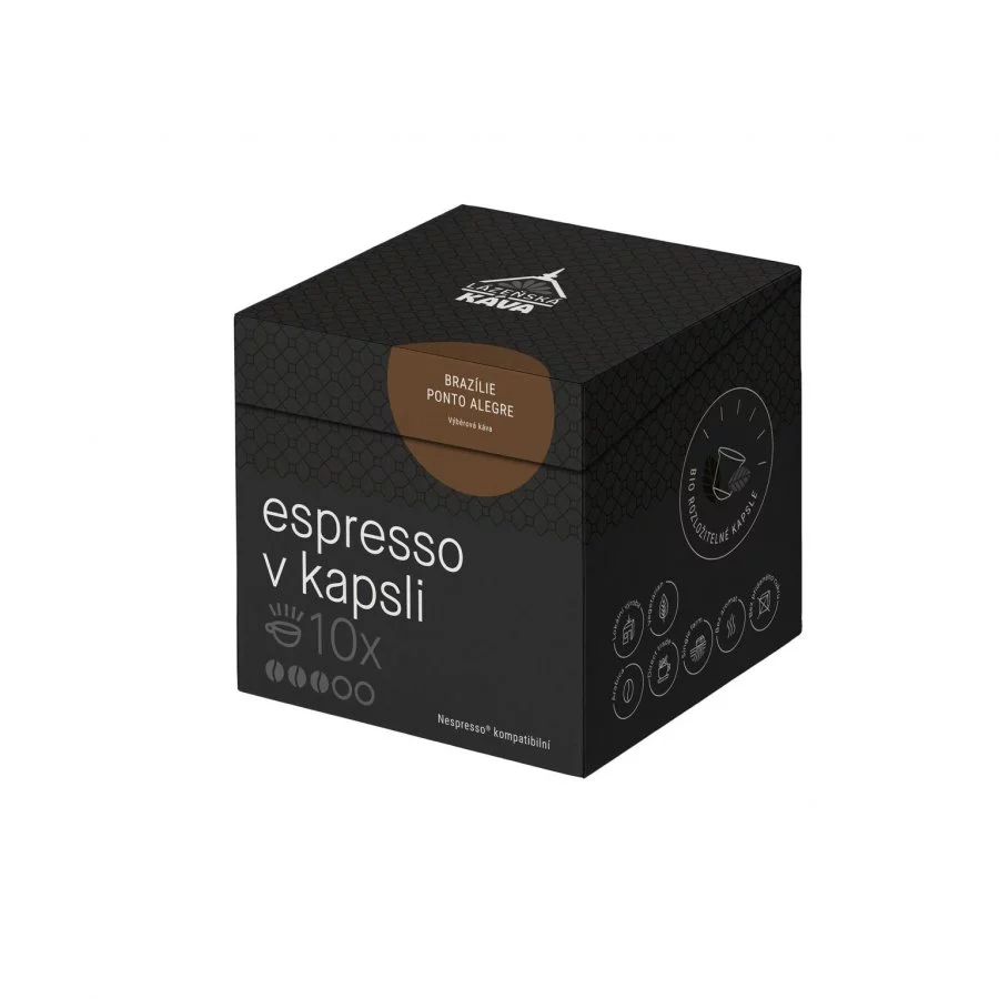 Espresso v kapsli z brazilské kávy.