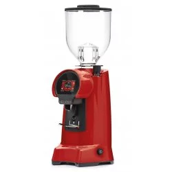 Červený elektrický mlýnek pro espresso Eureka Helios 65.
