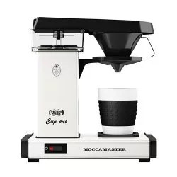 Překapávač kávy Moccamaster Cup One od značky Technivorm v bílé barvě s materiálem z nerezové oceli.
