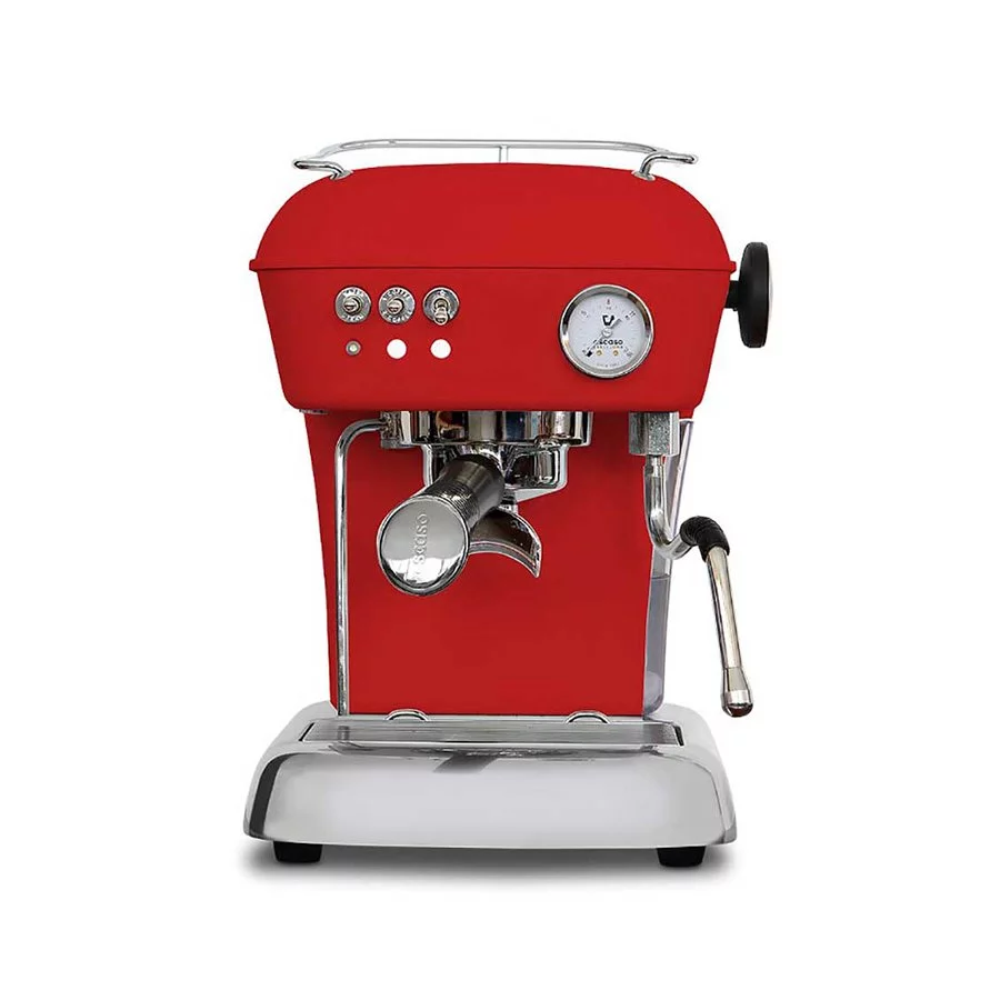 Kompaktní domácí pákový kávovar Ascaso Dream ONE v barvě Love Red s příkonem 1050 W.