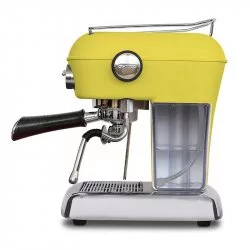 Kávovar Ascaso Dream ONE v barvě Sun Yellow, s vysokým tlakem 20 barů pro dokonalé espresso, vhodný pro domácí použití.