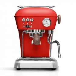 Červený pákový kávovar Ascaso Dream PID s nastavováním teploty.