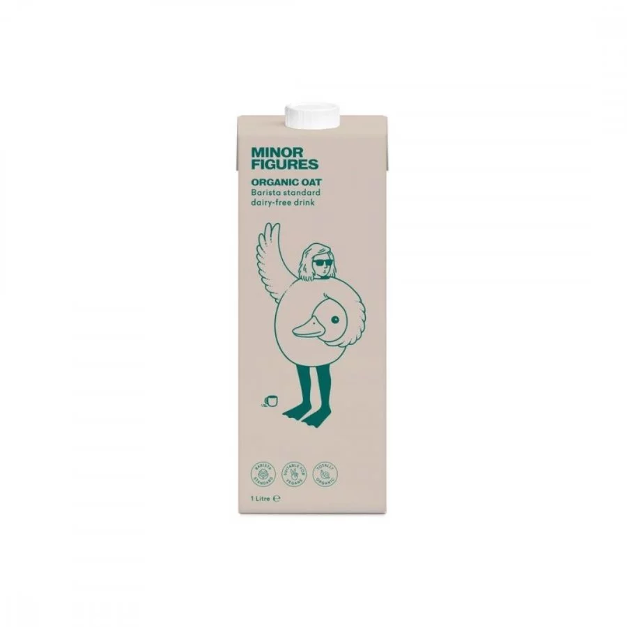 Organické ovesné mléko zančky Minor Figures Organic Oat na bílém pozadí
