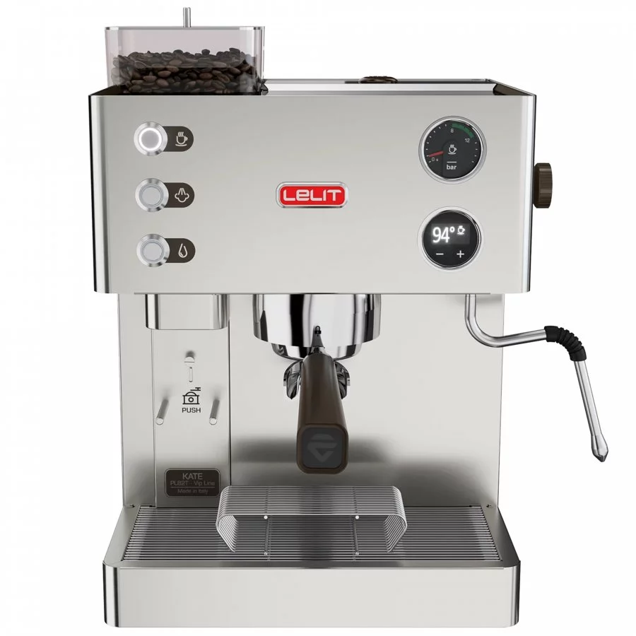 Espresso kávovar Lelit Kate PL82T, ideální pro domácí použití, vybavený funkcí manuálního čištění.