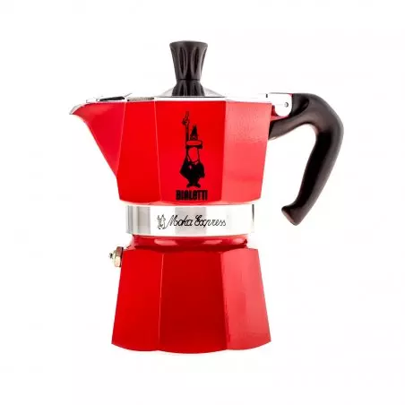 Bialetti Moka Express na 3 šálky, v červené barvě.