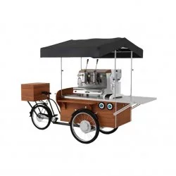 Pojízdná kavárna na kole – dřevěný coffee bike