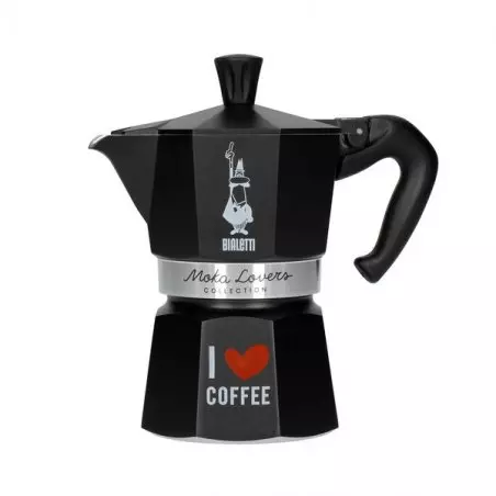 Konvice Bialetti Moka Express Love 3 šálky v černé barvě.