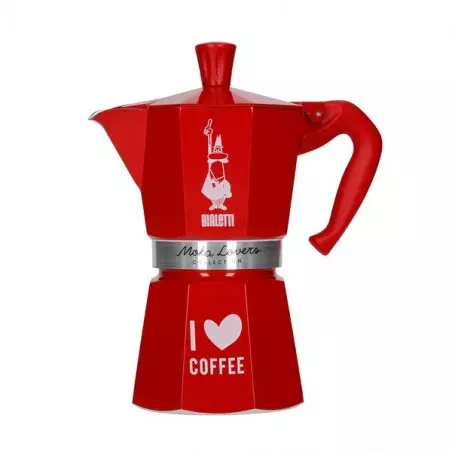 Konvice Bialetti Moka Express Love 6 šálků v červené barvě.