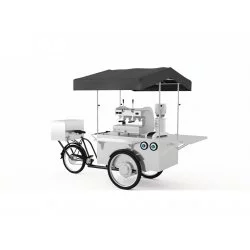 Pojízdná kavárna na kole – bílý coffee bike
