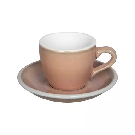 Porcelánový šálek na espresso Loveramics Egg o objemu 80 ml s podšálkem v růžové barvě z kvalitního porcelánu.