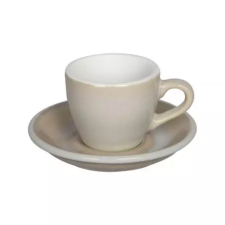Espresso šálek s podšálkem Loveramics Egg v barvě slonové kosti, vyrobený z porcelánu, s objemem 80 ml.