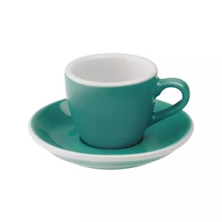 Šálek na espresso a podšálek Loveramics Egg o objemu 80 ml v barvě teal, vyrobené z kvalitního porcelánu.