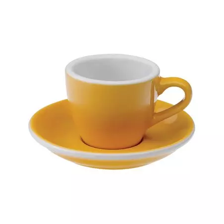 Žlutý porcelánový šálek na espresso o objemu 80 ml s podšálkem značky Loveramics z kolekce Egg.