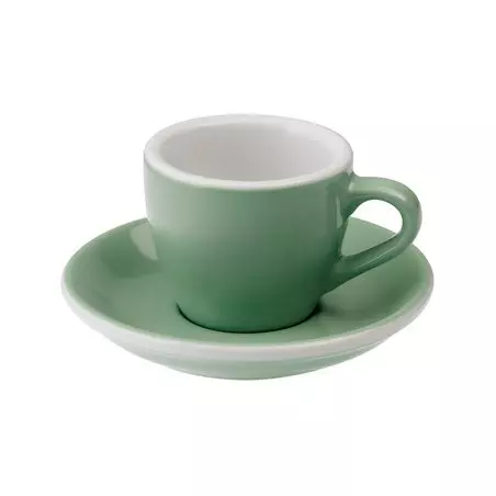 Šálek na espresso a podšálek Loveramics Egg v mint barvě z porcelánu s objemem 80 ml.
