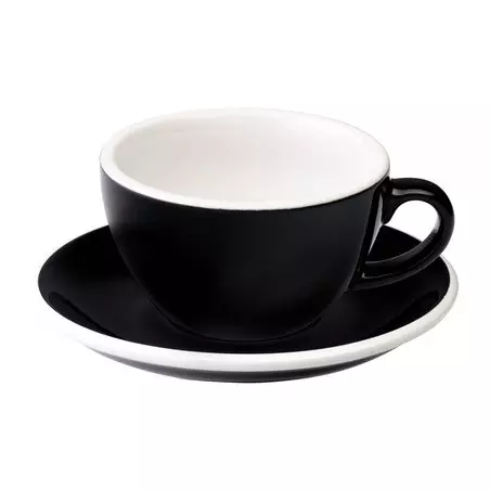 Loveramics Egg - Cappuccino 200 ml Cup and Saucer - Black