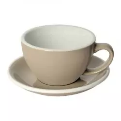 Hrníček s podšálkem Loveramics Egg - Cafe Latte 300 ml v barvě taupe s objemem 150 ml, vyrobený z kvalitního porcelánu.