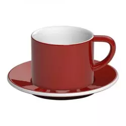 Červený porcelánový šálek na cappuccino s objemem 150 ml a podšálkem značky Loveramics z kolekce Bond.