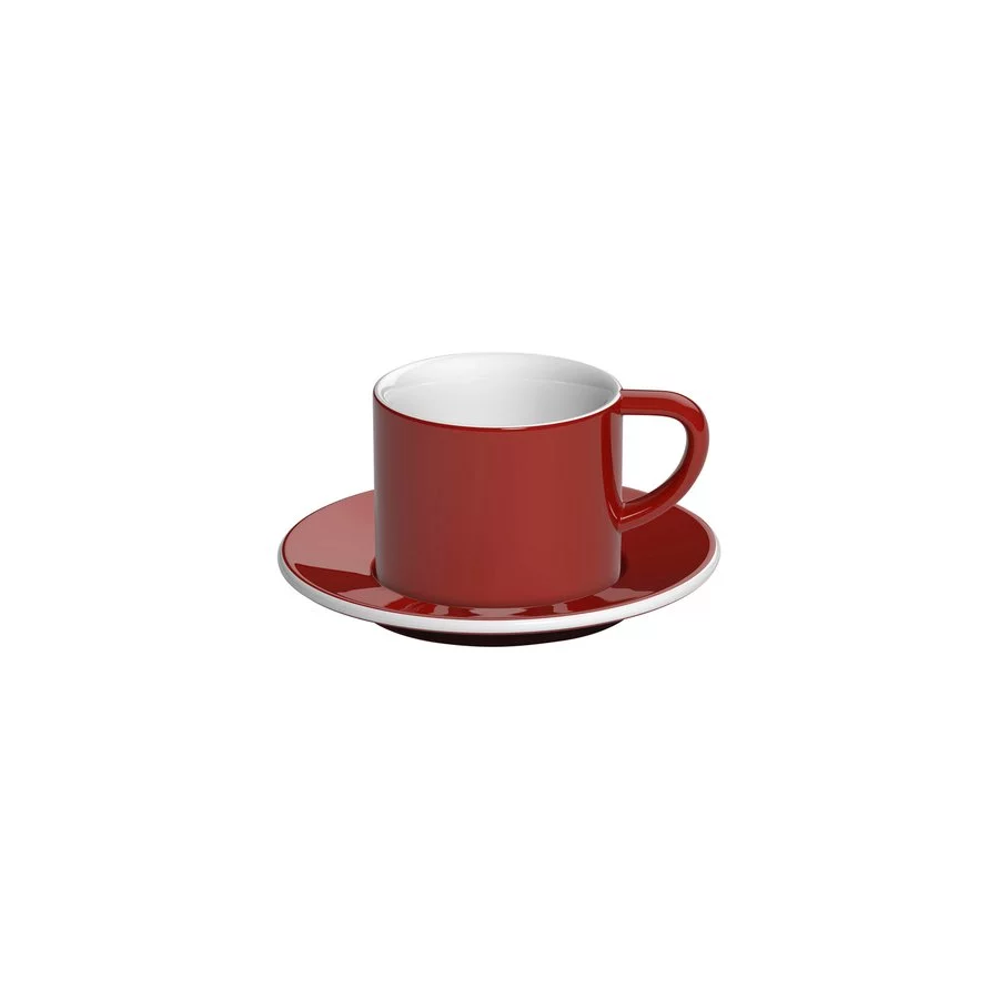 Červený porcelánový šálek na cappuccino s objemem 150 ml a podšálkem značky Loveramics z kolekce Bond.