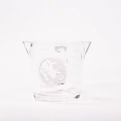 Skleněná odměrka na espressa pro baristy značky Rhinowares Double Spout Shot Glass