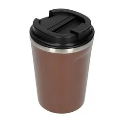 Hnědý termohrnek Asobu Cafe Compact s objemem 380 ml, vyrobený z plastu, ideální na cesty.
