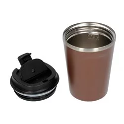Hnědý termohrnek Asobu Cafe Compact s objemem 380 ml a dvoustěnnou izolací, která udrží nápoj teplý po delší dobu.