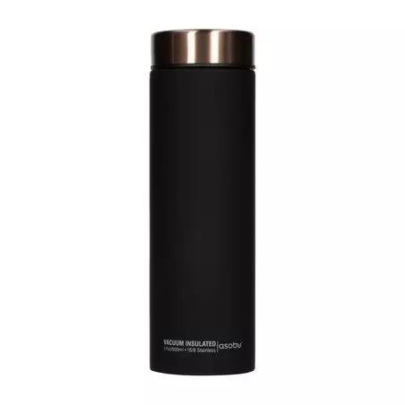Termohrnek Asobu Le Baton o objemu 500 ml v elegantní černé barvě, ideální pro cestování.