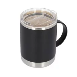 Černý termohrnek Asobu Ultimate Coffee Mug o objemu 360 ml, ideální pro cestování.