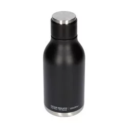 Černá nerezová ocelová láhev Asobu Urban Water Bottle s objemem 460 ml, ideální pro cestování.