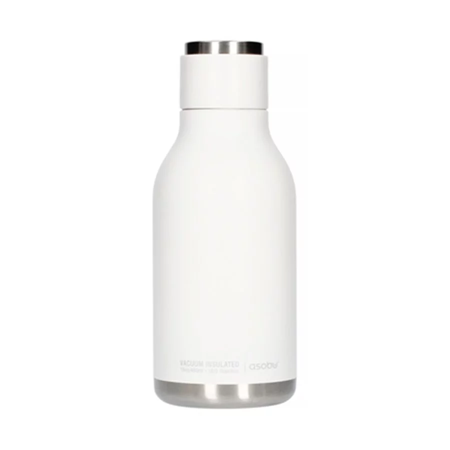 Termohrnek Asobu Urban Water Bottle s objemem 460 ml v bílé barvě, vhodný pro každodenní hydrataci na cestách.