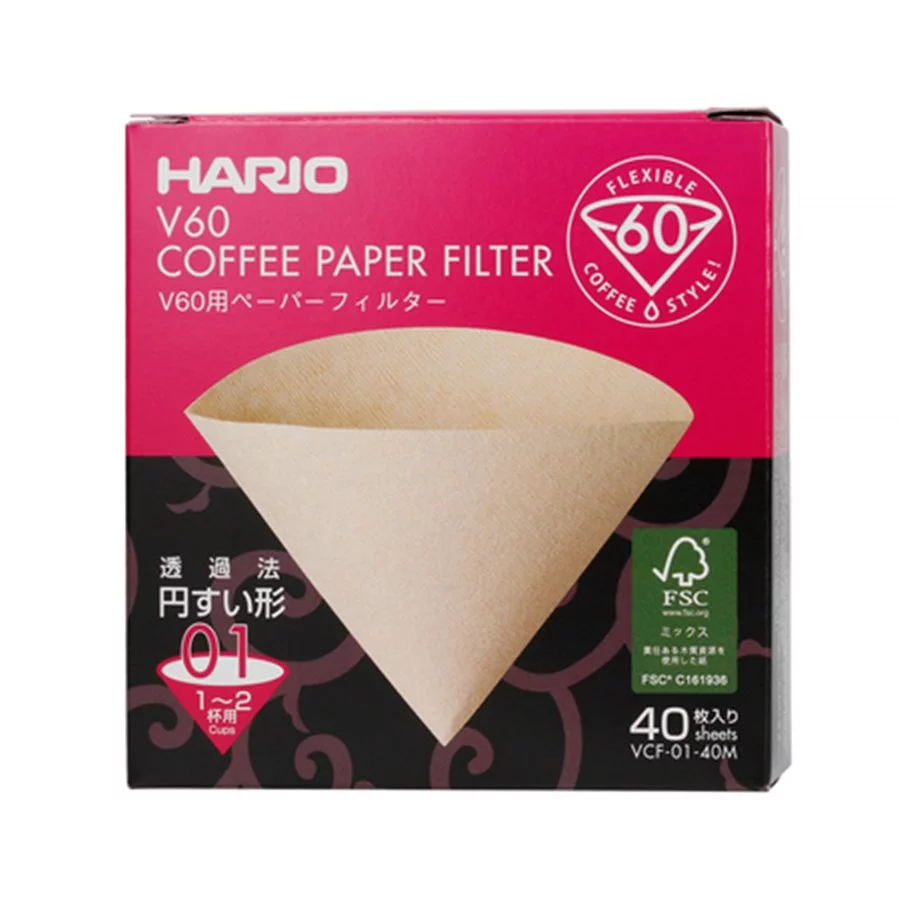 Hario Misarashi papírové filtry nebělené V60-01 40 ks