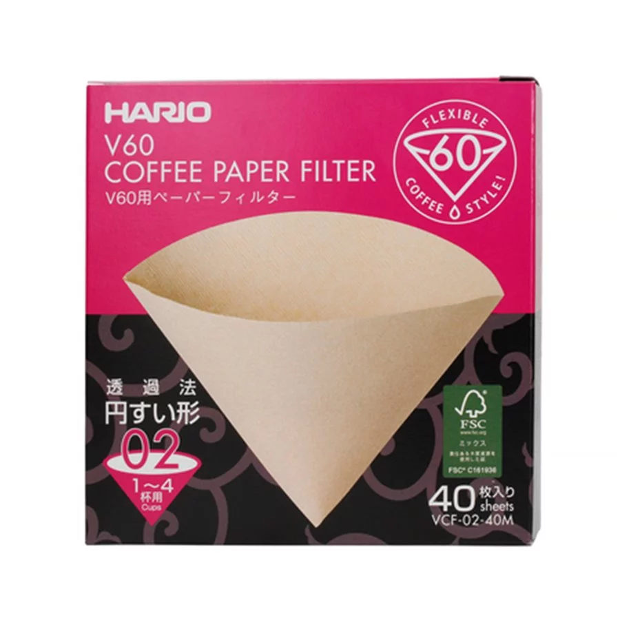 Hario V60-02 papírové filtry nebělené Misarashi VCF-02-40M 40 ks