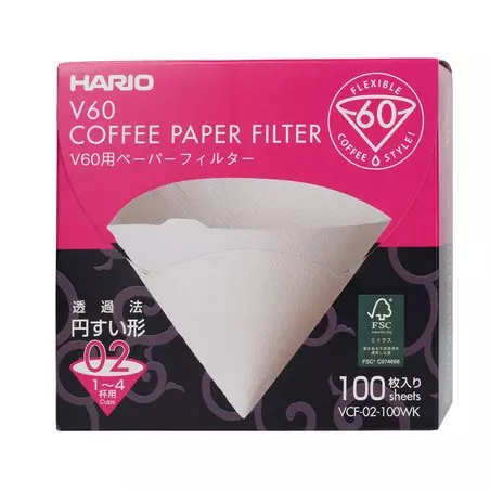 Hario VCF-02-100WK bílé papírové filtry V60-02 100 ks