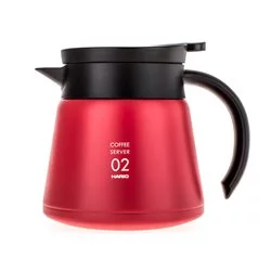 Nerezová konvička na kávu Hario Insulated Server V60-02 s objemem 600 ml v červené barvě.