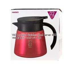 Hario Insulated Server V60-02 nerez 600 ml červený