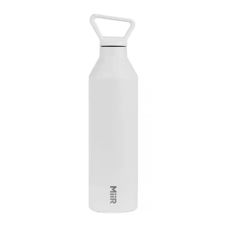 Bílá termoska MiiR Narrow Mouth Bottle s objemem 950 ml, perfektní na cestování.