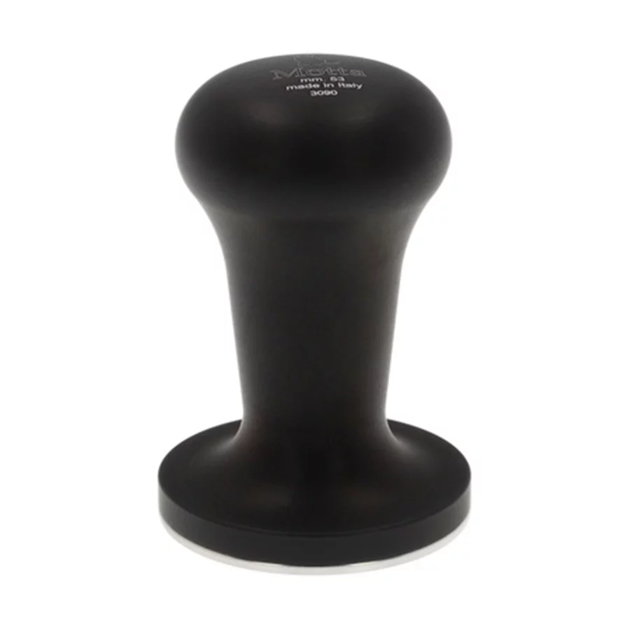 Ruční tamper na kávu Motta Flash o průměru 53 mm v elegantní černé barvě.