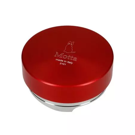 Distribuční nástroj Motta Leveling Tool v červené barvě s průměrem 58,5 mm pro perfektní přípravu kávy.