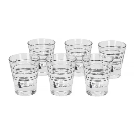 Sada šesti skleněných espresso odměrek od značky Motta.