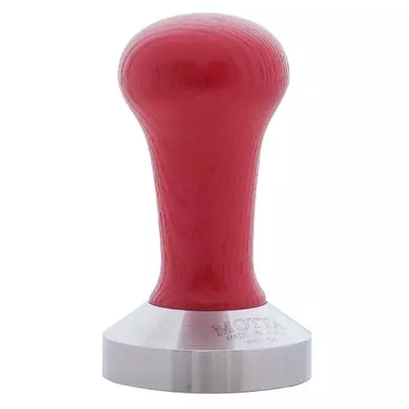 Ruční tamper na kávu Motta v červené barvě o průměru 54 mm.