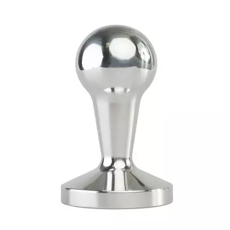 Ruční tamper na kávu Motta Tamper Sfera 58 mm ve stříbrné barvě, ideální pro optimální tlačení mleté kávy.