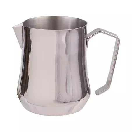 Stříbrná konvička na mléko Motta Tulip o objemu 500 ml, ideální pro přípravu pěny na cappuccino.