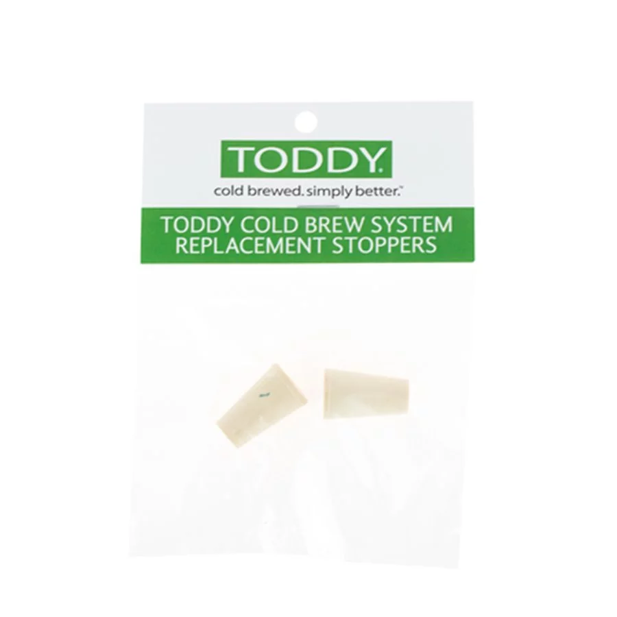 Dvě gumové zátky značky Toddy, vhodné pro přípravu cold brew kávy.