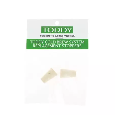 Dvě gumové zátky značky Toddy, vhodné pro přípravu cold brew kávy.