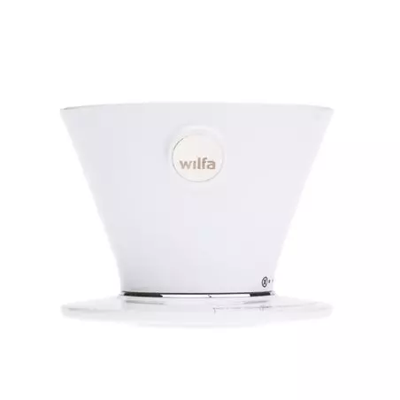 Překapávač Wilfa Pour Over Dripper v bílém provedení, vyrobený z plastu.