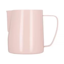 Barista Space konvička na mléko z teflonu v pudrově růžové barvě.