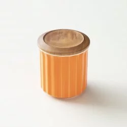 Keramická vzduchotěsná dóza na kávu Origami v oranžové barvě, vyrobená z keramiky.