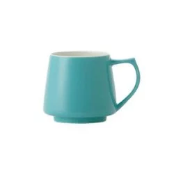 Porcelánový hrnek na kávu a čaj od značky Origami v tyrkysové barvě.