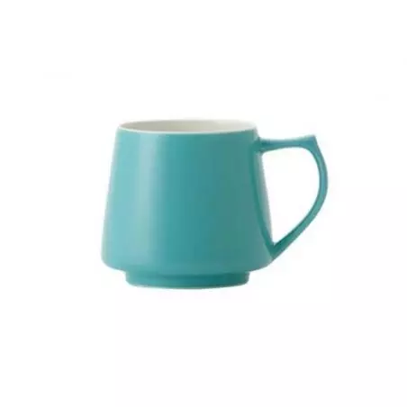 Porcelánový hrnek na kávu a čaj od značky Origami v tyrkysové barvě.